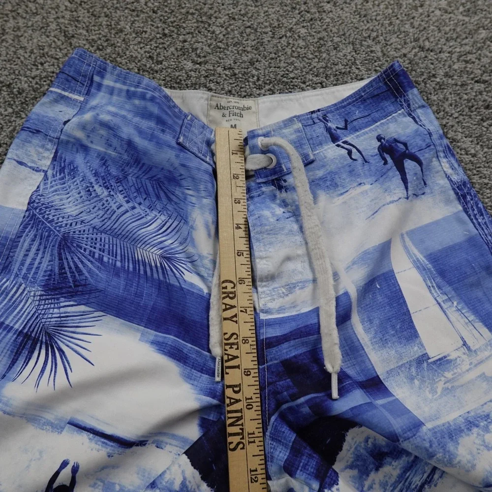 VTG Abercrombie Fitch Shorts Mens M Blue Board Swim‎ Surf Beach Aloha Trunks Y2K